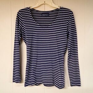 Esprit Navy and silver glitter Striped Women's Top sz small
